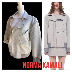 Norma Kamali Heather Gray Oversized Moto Jacket  B3